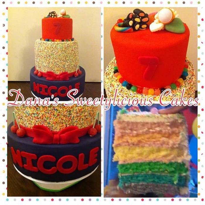 Candy sprinklea rainbow cake