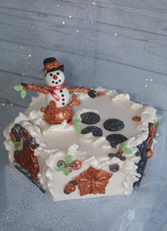 Steampunk snowman cake