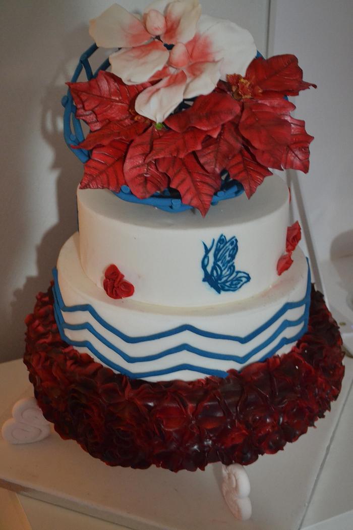 Red, white and blue wedding cake