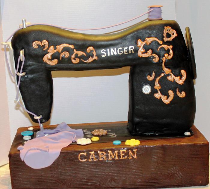 Tarta 3D de maquina de coser.-  sewing machine 3D cake