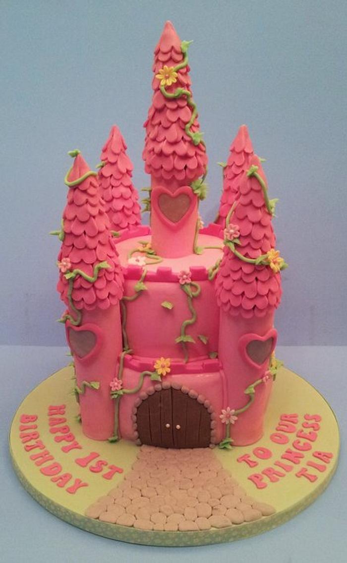 Pink Princess Castle Birthday Cake