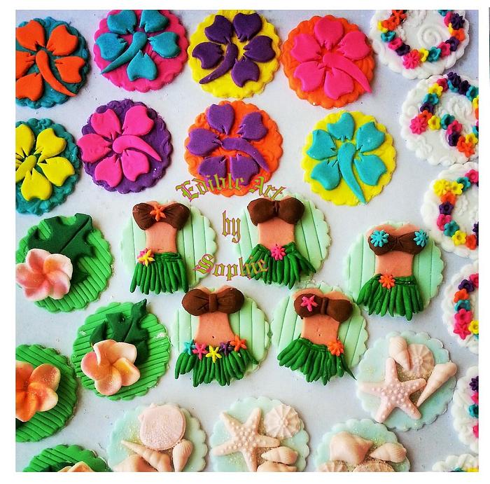 Hawaiian Inspired cup cake toppers