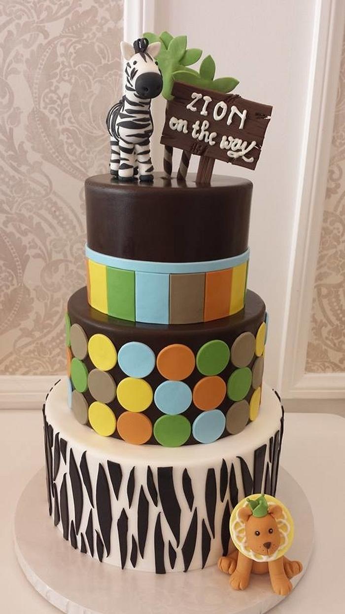 Zebra and Lion Birthday Cake