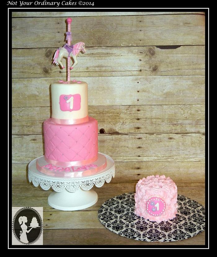 Pretty in pink Carousel topper cake