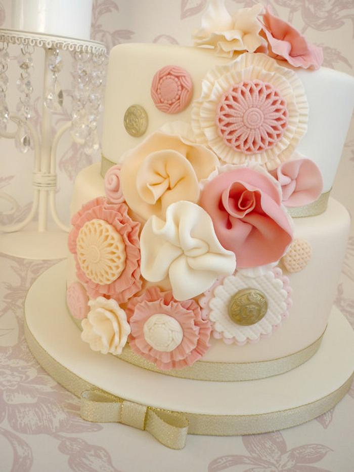 Ruffle flower birthday cake
