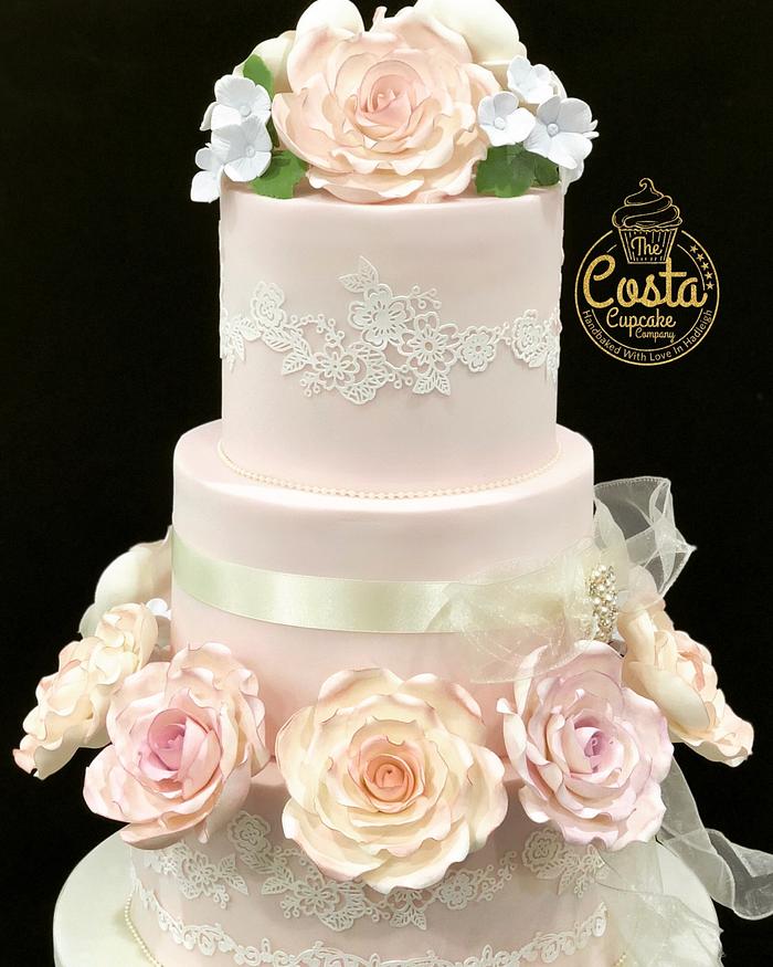 Blush wedding cake 