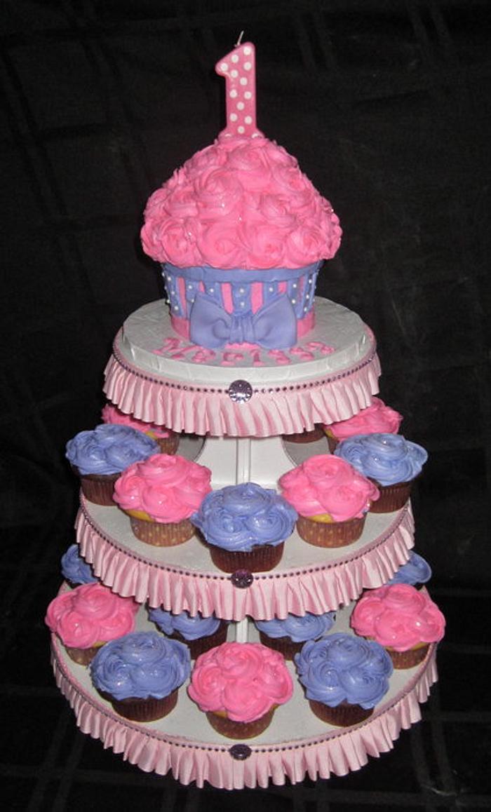 First Birthday Cupcake Tower