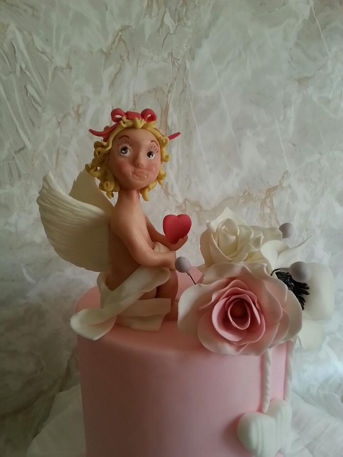 angel with flowers! cake topper 