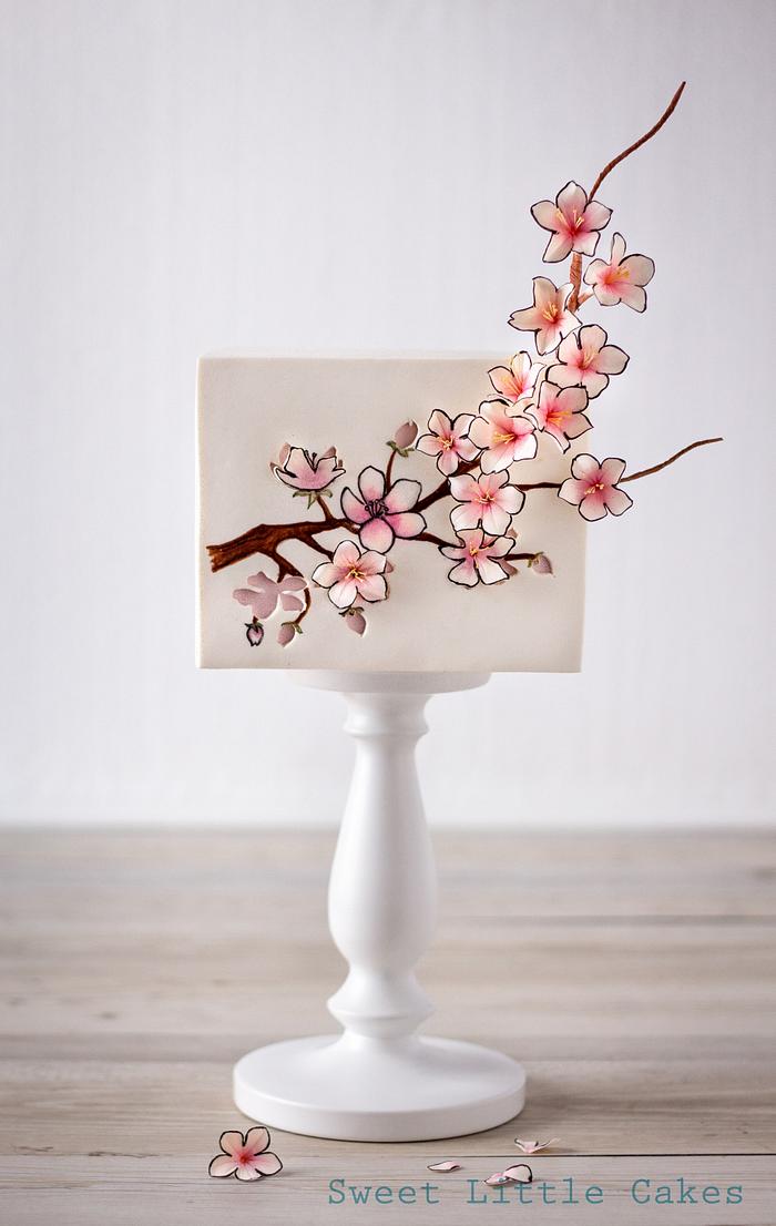 Cherry blossom birth cake