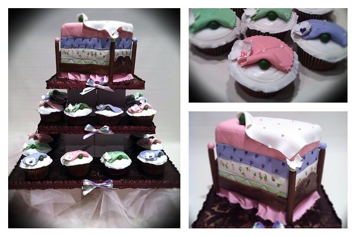 princess and the pea baby shower cupcakes