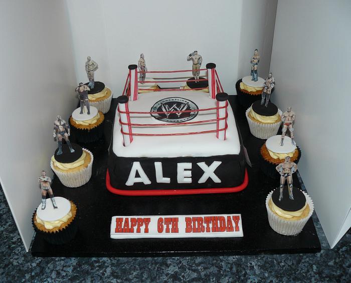 WWE wrestling ring cake cupcakes 
