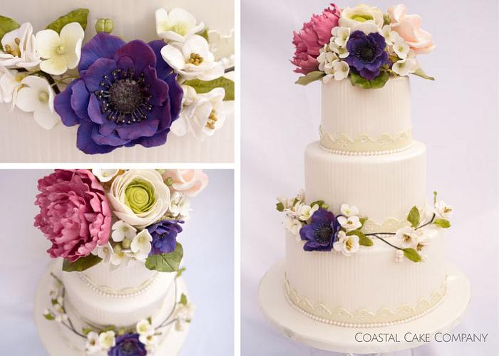Spring Sugar Flowers Wedding Cake