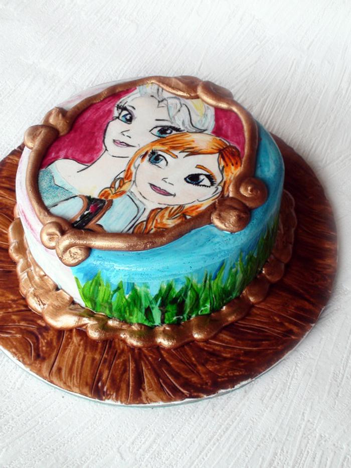 Hand painted Frozen Cake