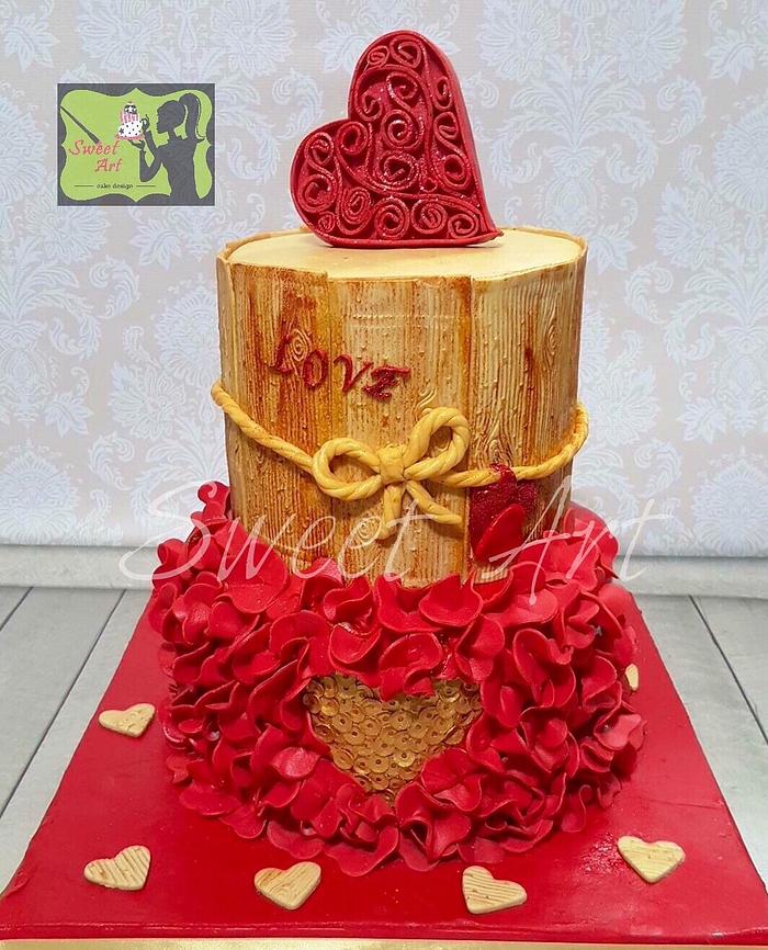 Red&gold wedding cake