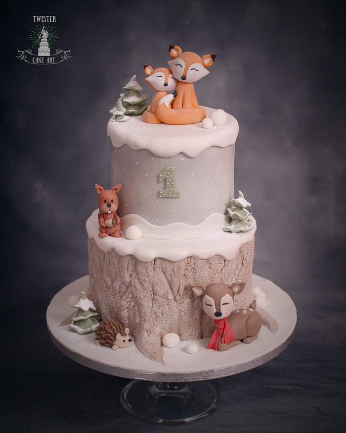 Winter woodland cake