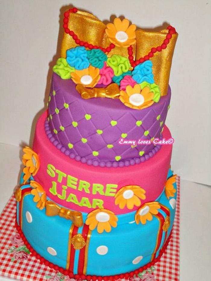 crazy colour and ruffles cake 