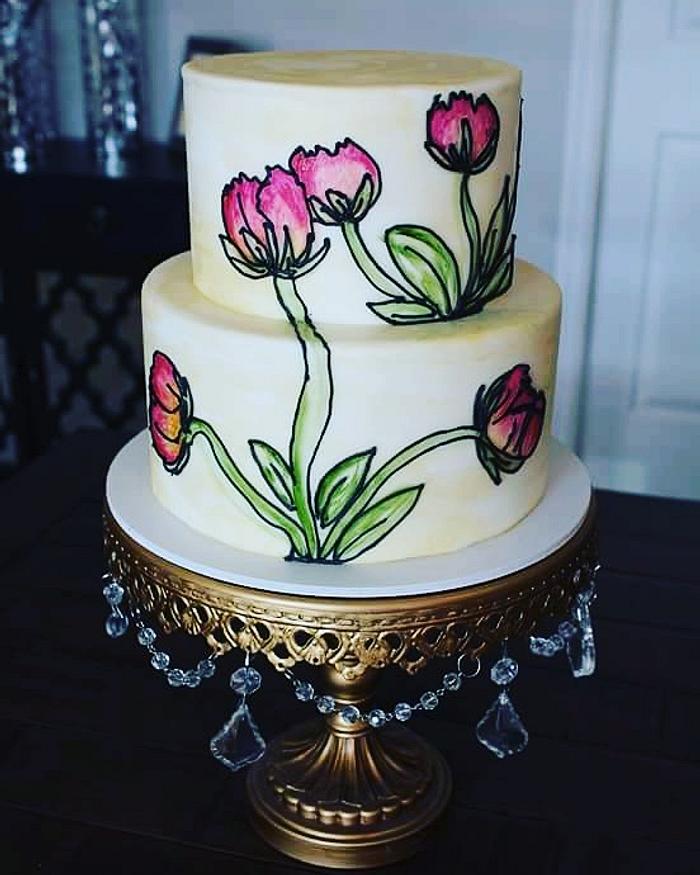 Stained Glass Floral Cake