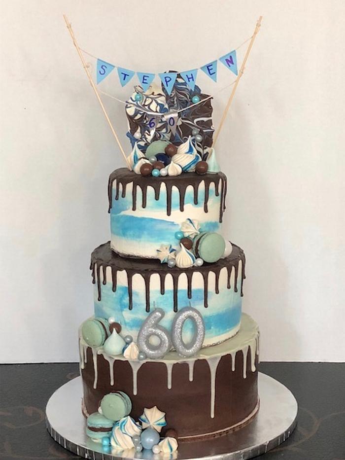 60th 3 Tier Birthday Cake
