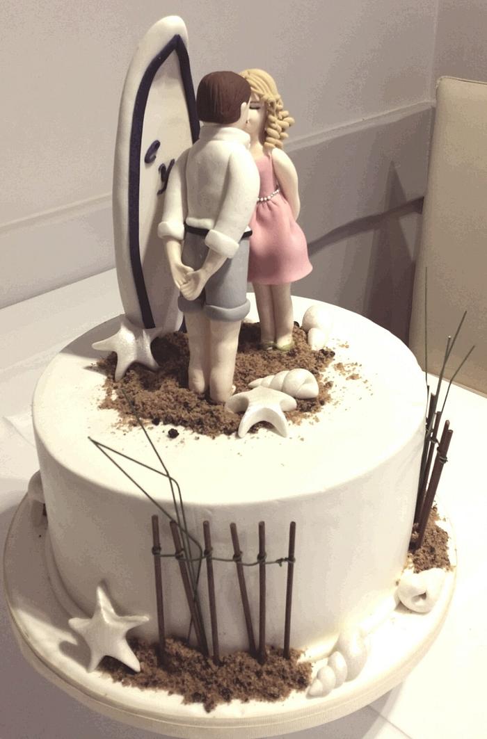 surf wedding cake