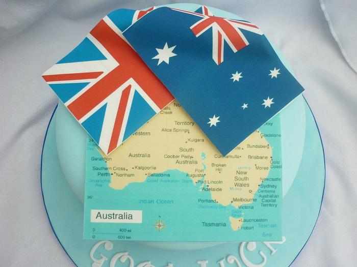 Cake for emigrating couple
