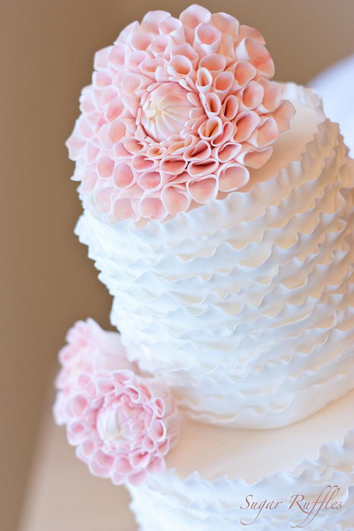 Ruffles & Dahlia Wedding Cake