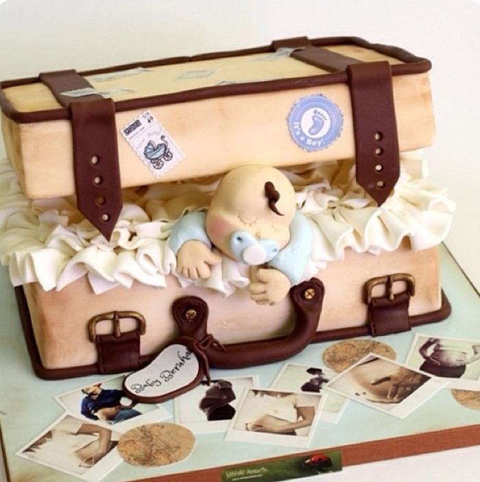 Sleeping Baby Suitcase Cake