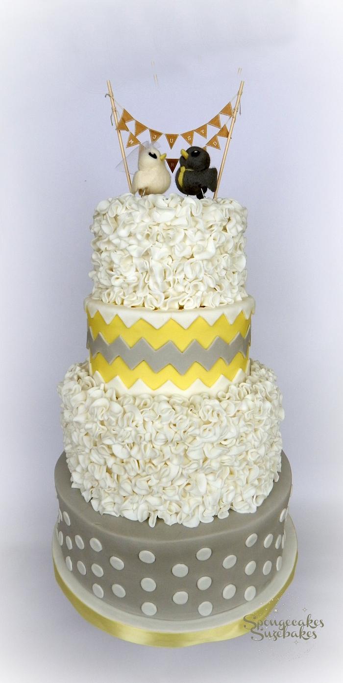 Yellow Chevron Wedding Cake