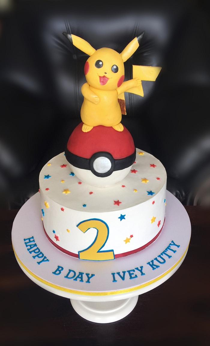 Pikachu on a whipped creamcake