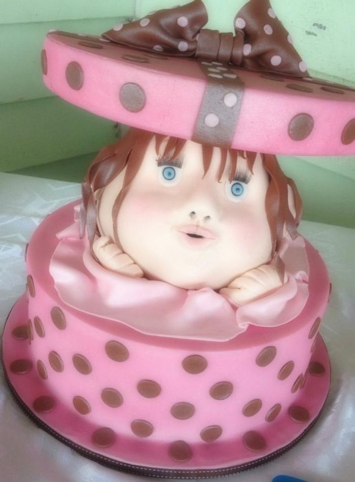 Peek a boo baby shower cake