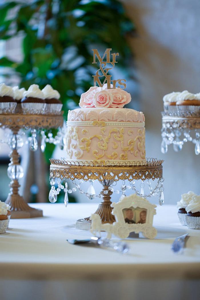 Baroque Wedding Cake (and cupcakes)