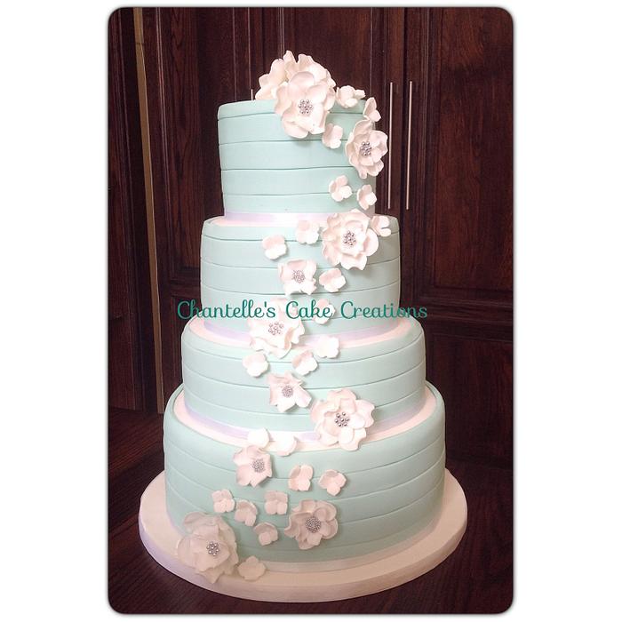 Mint and white floral