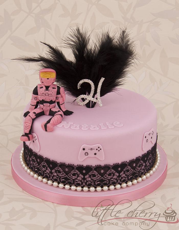 Girly Gamer Pink Master Chief Decorated Cake By Cakesdecor