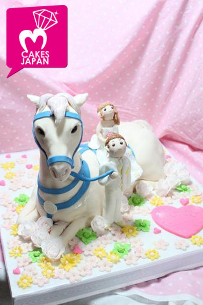 White horse Wedding cake