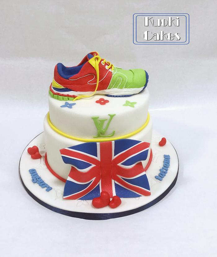 British shoe running cake 