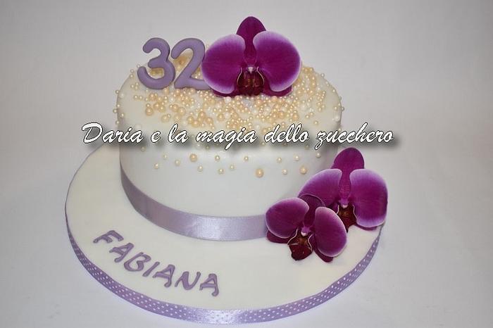 Orchids and pearl cake