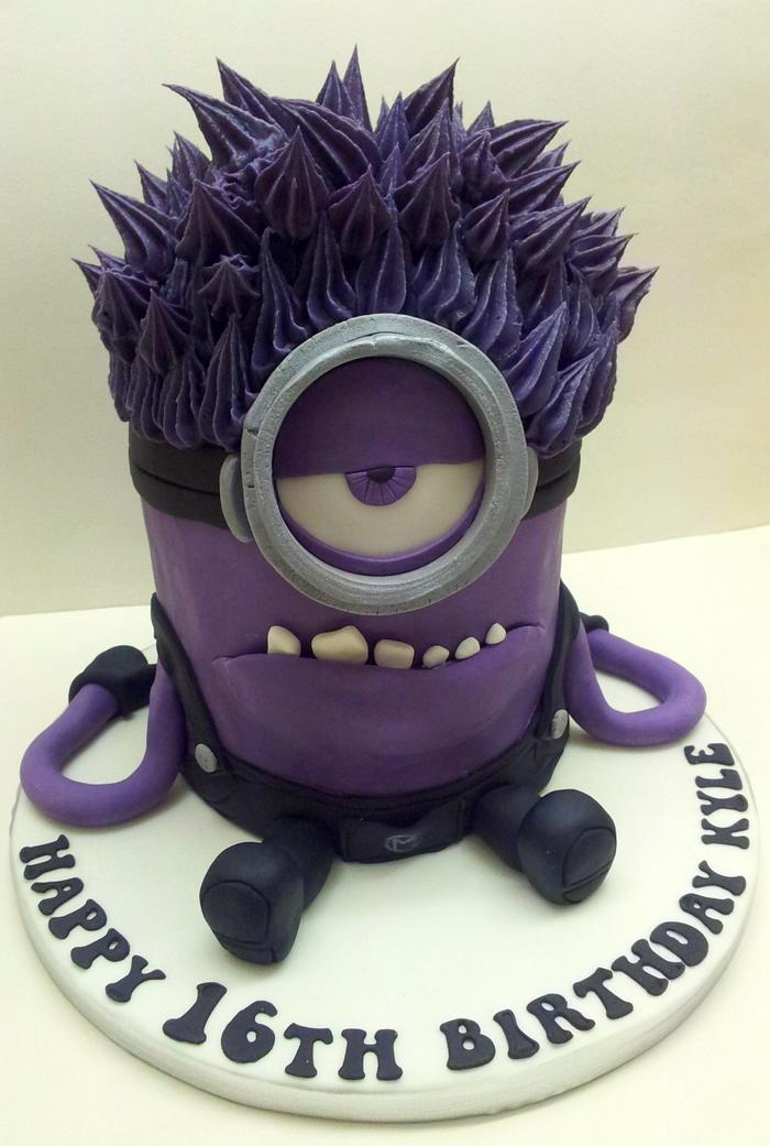 flat purple minion cake