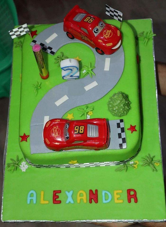 A race car cake
