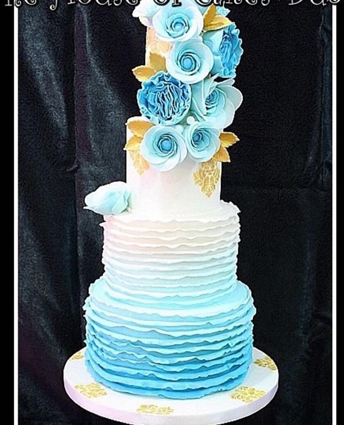 Blue ruffles cake