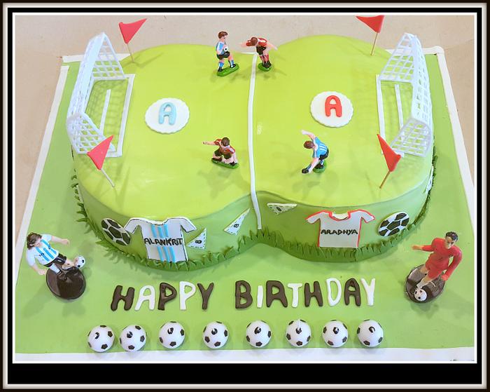 Soccer field cake