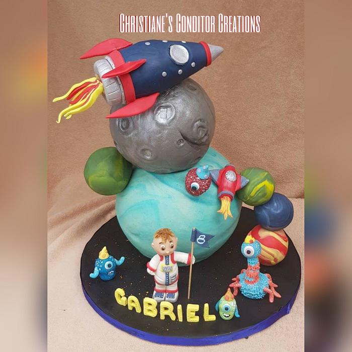 space universe rocketship cake