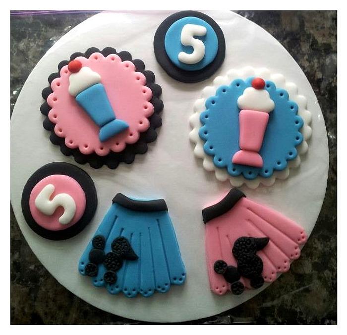 50's Theme Cupcake Toppers