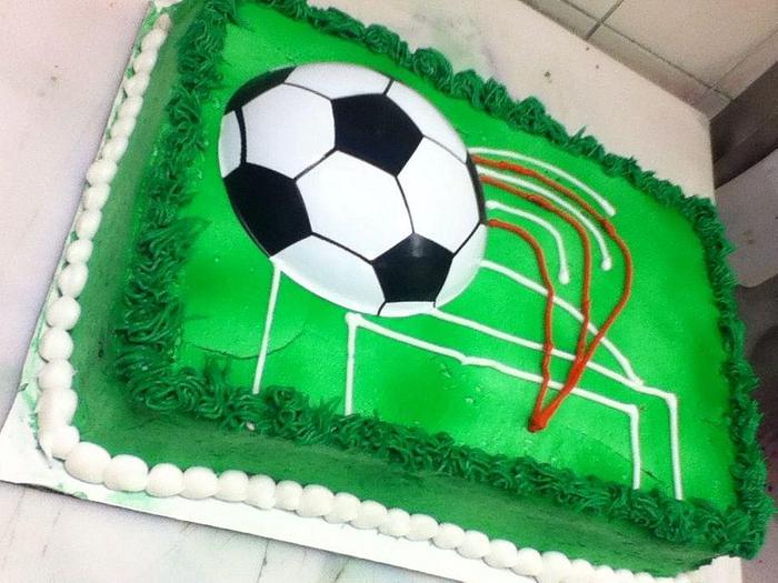Soccer Ball in a Field Cake