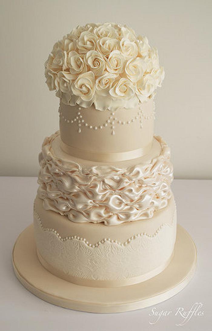 Ivory & Champagne Wedding Cake