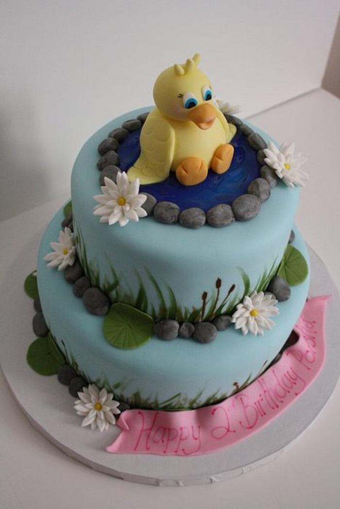 Ducky themed birthday cake