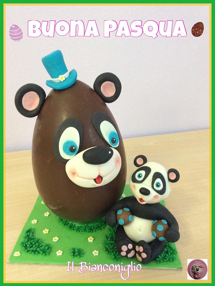 Sweet Panda and chocolate's egg