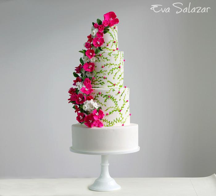 Floral Pre-summer Wedding Cake