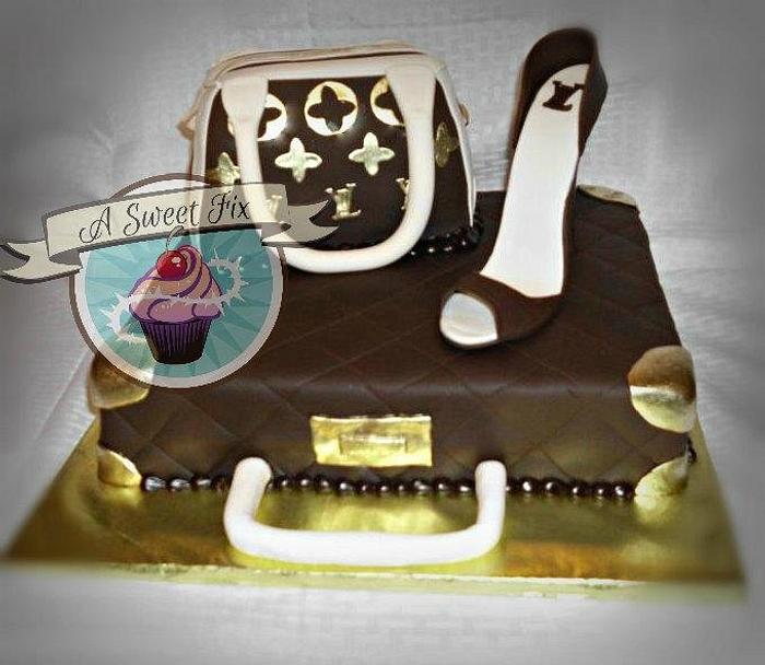 Louis Vuitton bag and shoe cake - Decorated Cake by - CakesDecor