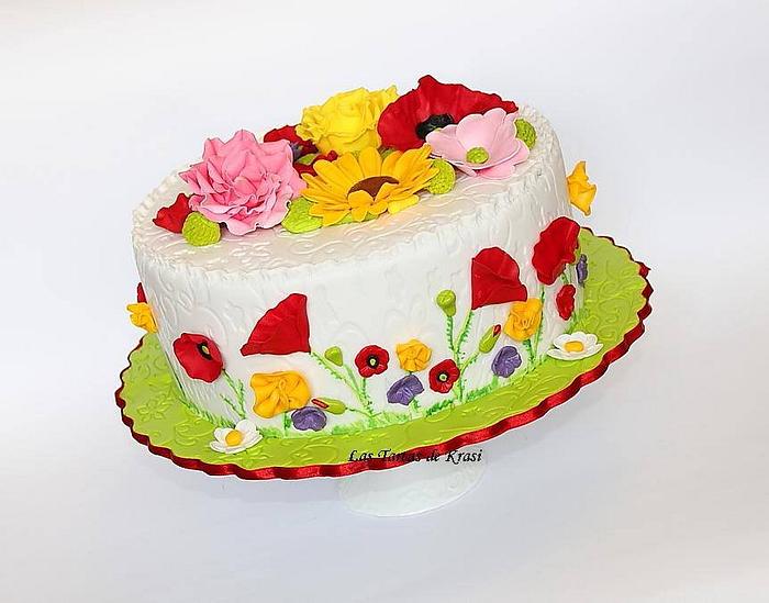 summer flowers cake