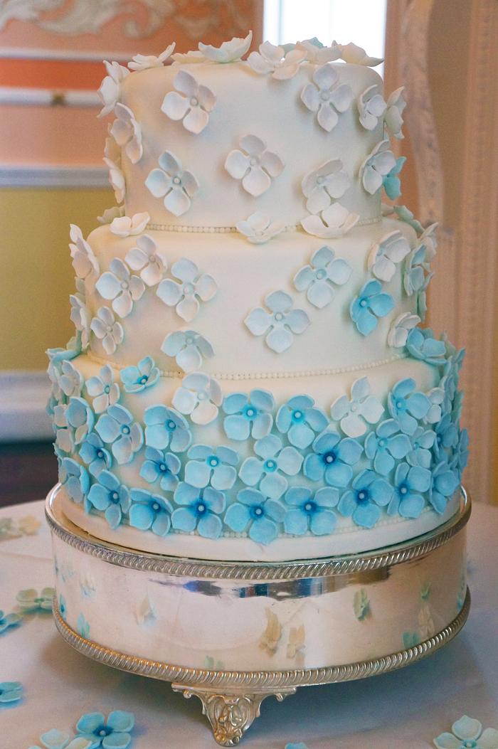 Pale Blue Ombre Wedding Cake