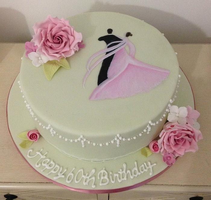 Hand-painted dancing couple cake